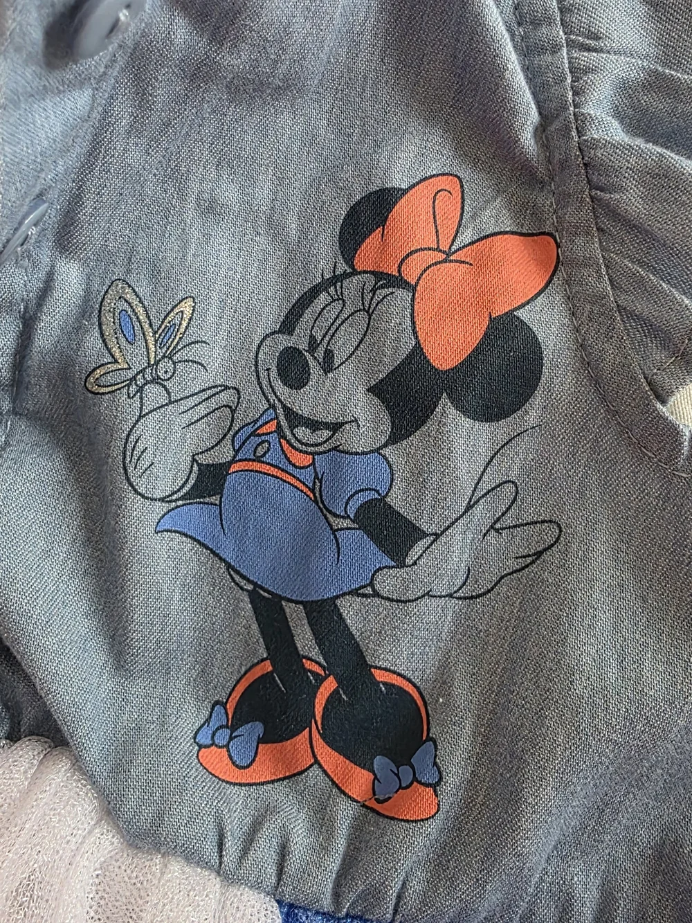 Disney Junior Minnie Mouse Dress Girls 12M Blue Button Front Americana Tutu